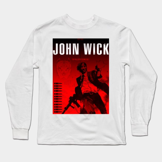 John wick minimalist artwork Long Sleeve T-Shirt by retromegahero